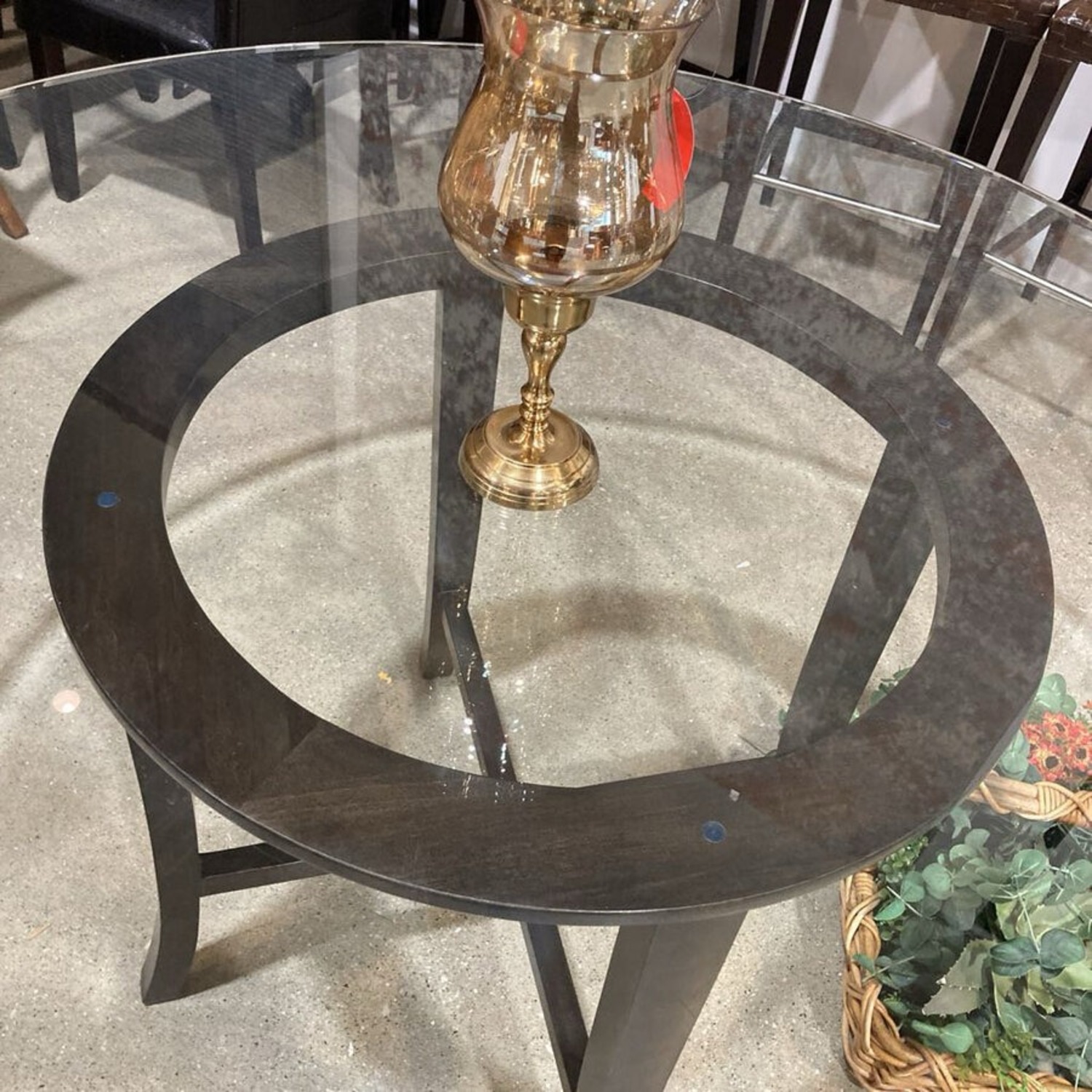 Crate & Barrel Halo Glass & Wood Dining Table - image-4