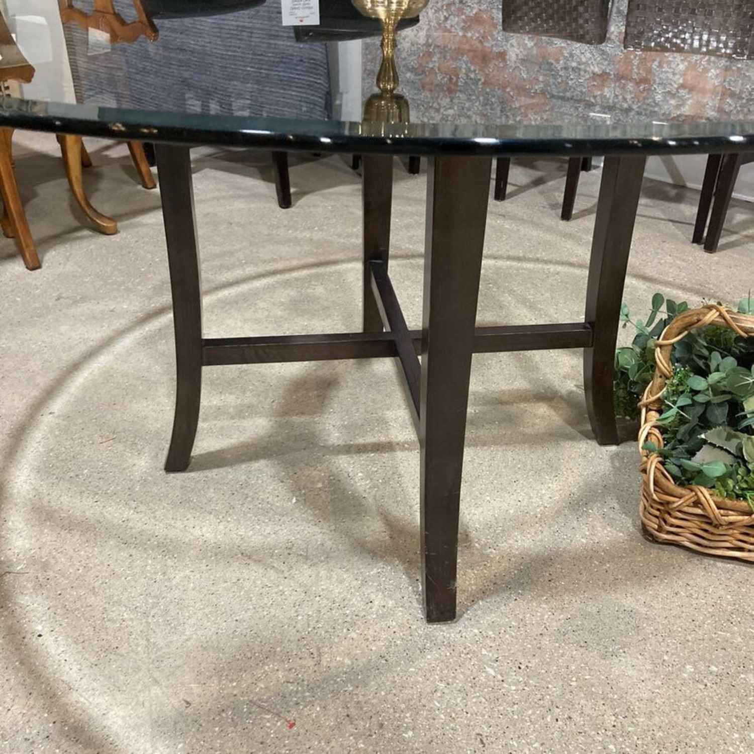 Crate & Barrel Halo Glass & Wood Dining Table - image-3