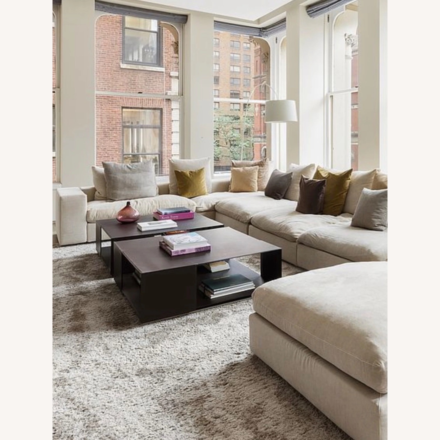 Flexform Dark Brown Leather Coffee Table - image-2