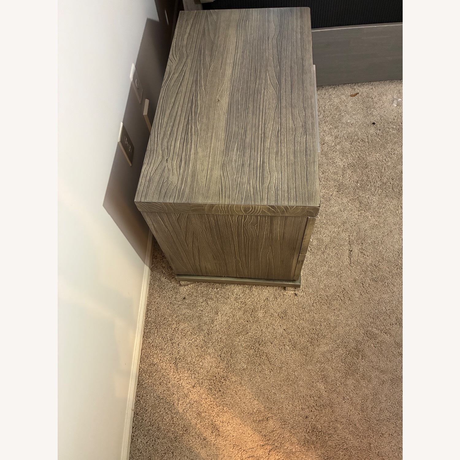 Vintage/Antique Light Gray Nightstand - image-1