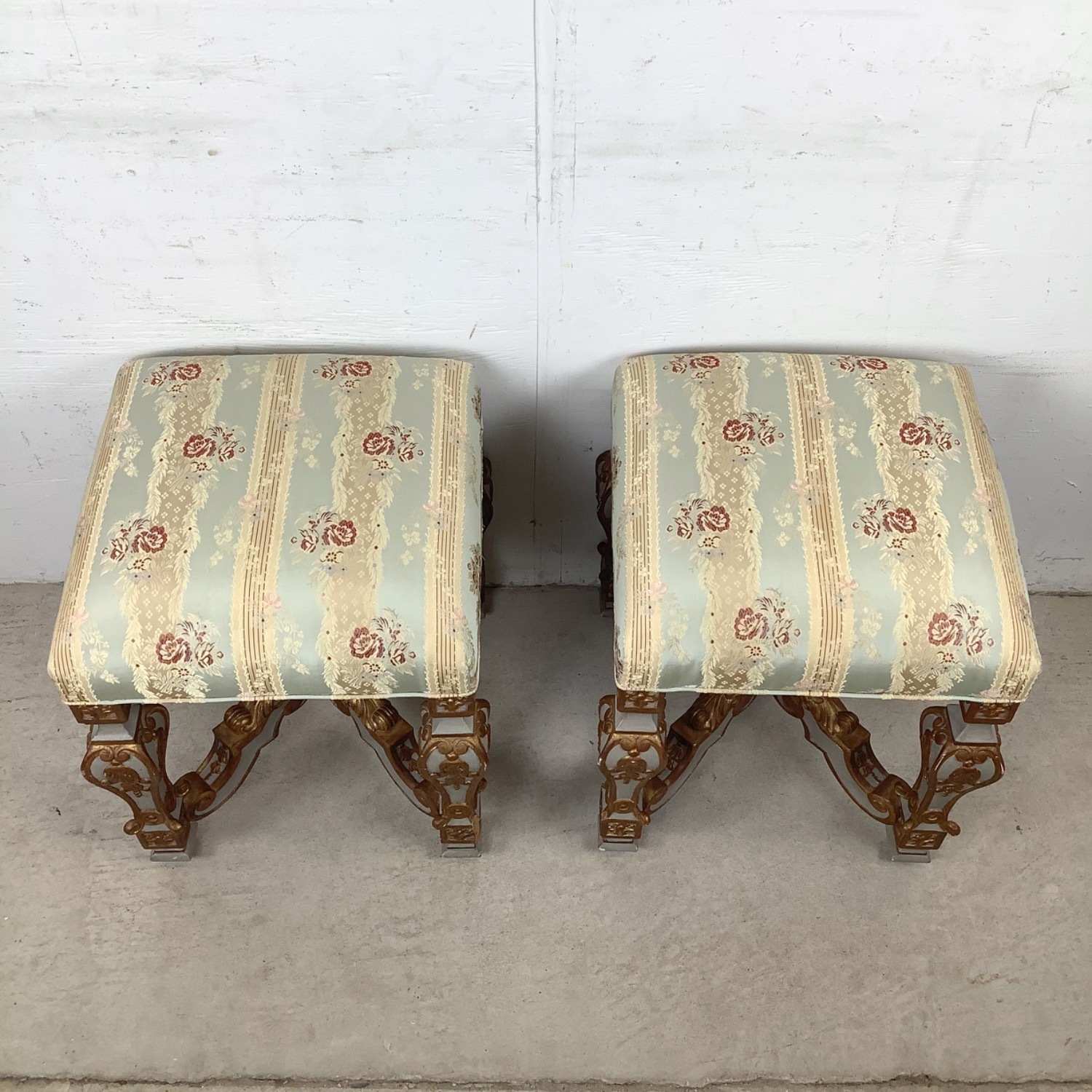 Vintage French-Inspired Gilt Stools - image-2