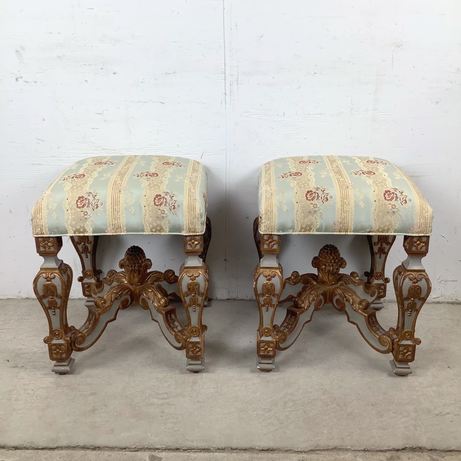 Vintage French-Inspired Gilt Stools - image-1
