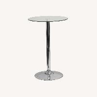 Round Glass Cocktail Table with Chrome Base