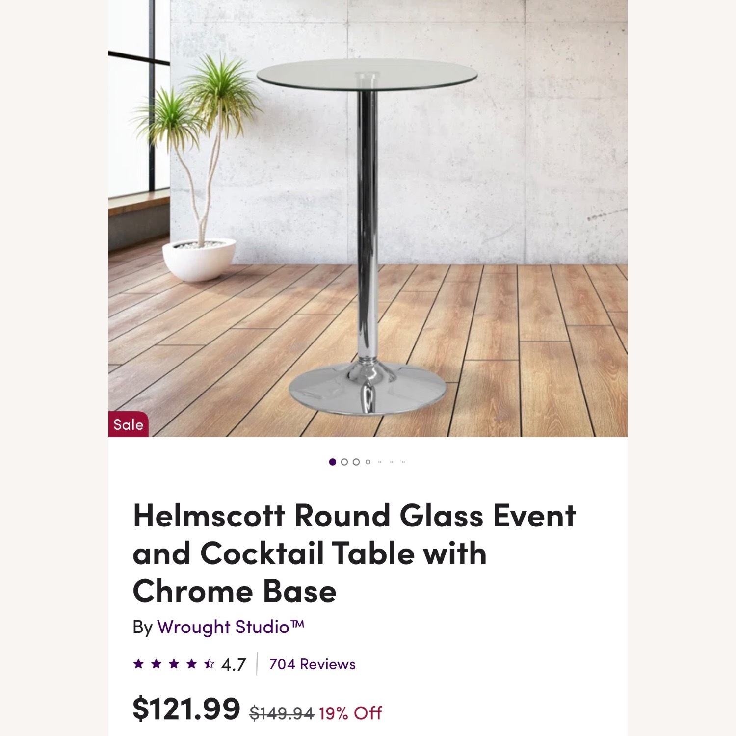 Round Glass Cocktail Table with Chrome Base - image-2