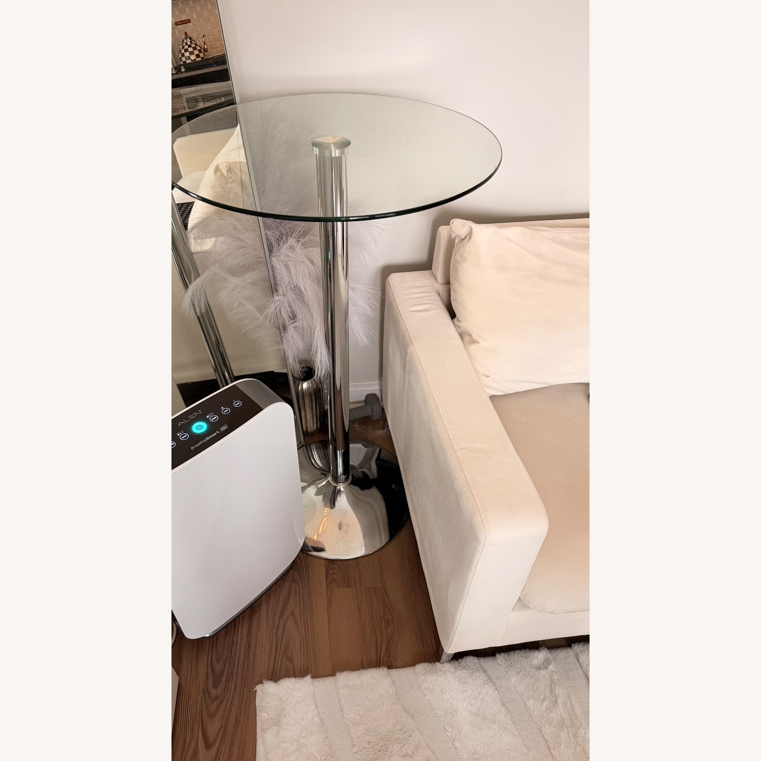 Round Glass Cocktail Table with Chrome Base - image-1