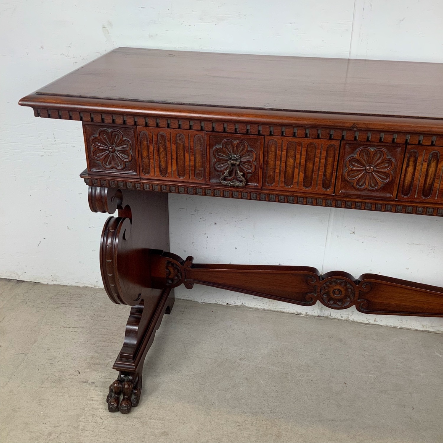 Antique Neoclassical Revival Console Table or Desk - image-4