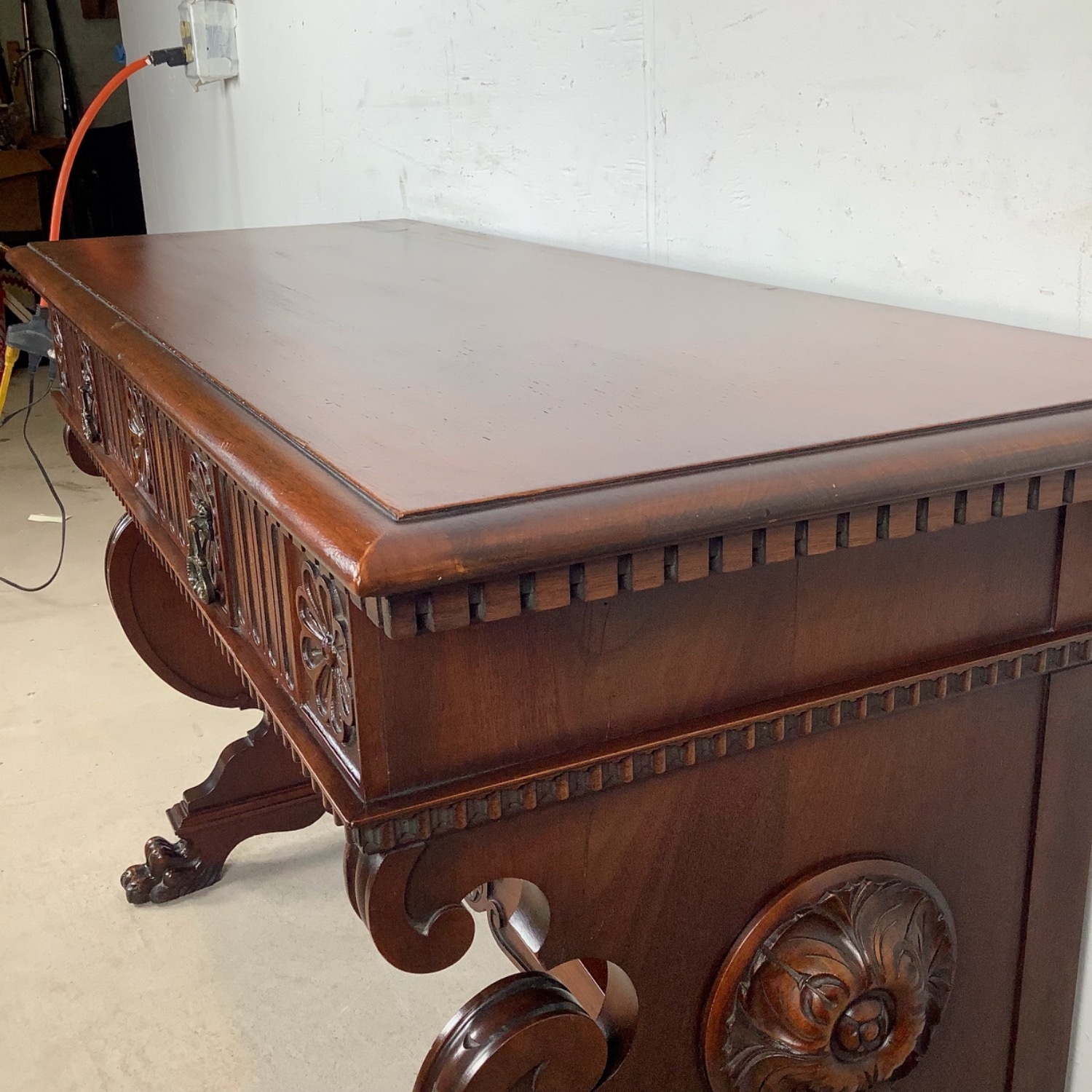 Antique Neoclassical Revival Console Table or Desk - image-14