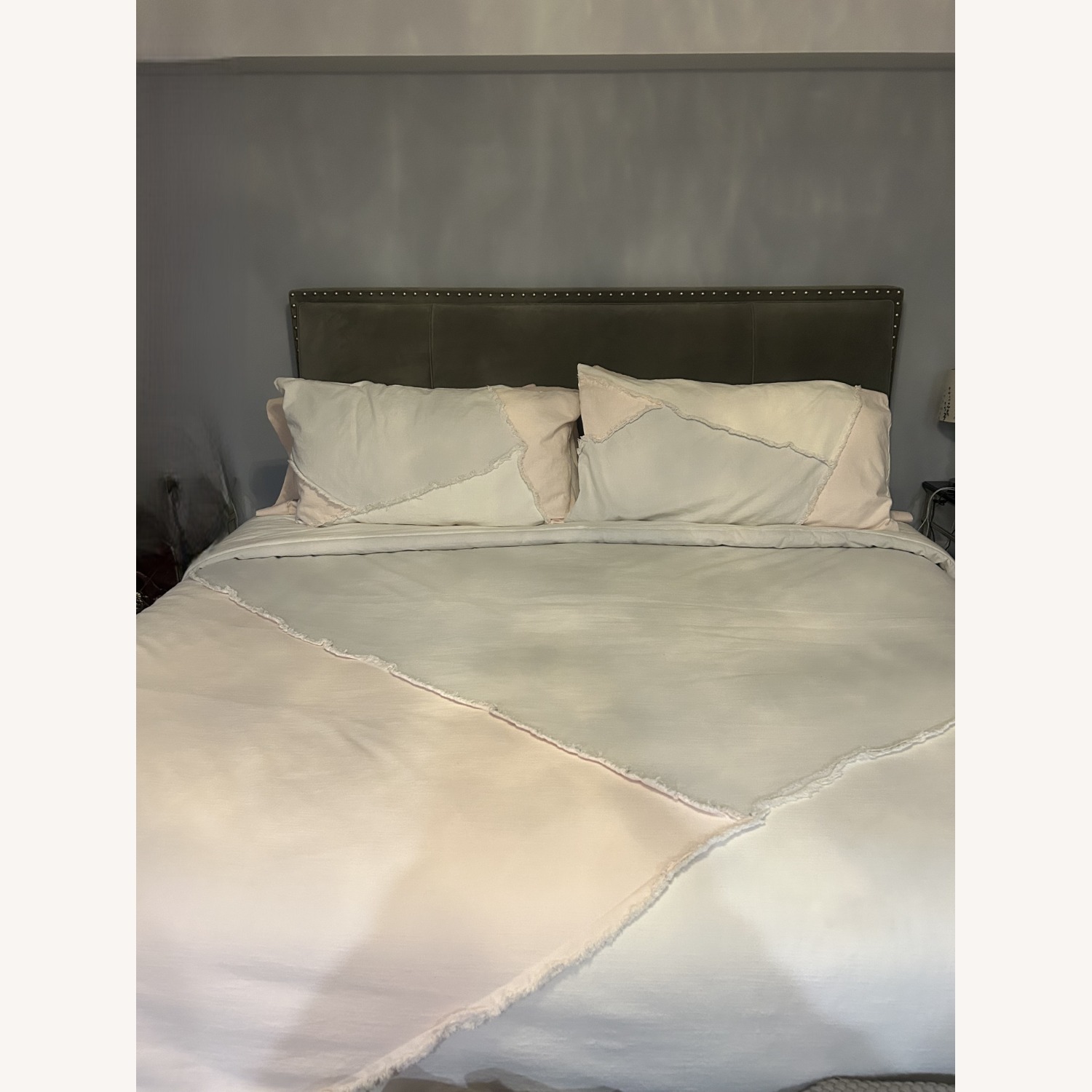 Macy's Gray Microsuede King Bed + Storage Bench - image-0