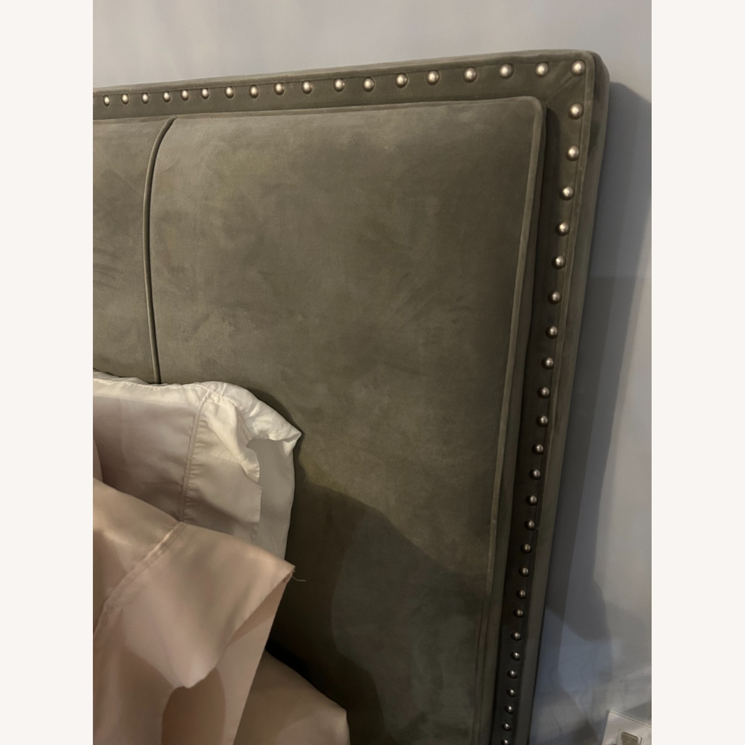 Macy's Gray Microsuede King Bed + Storage Bench - image-2