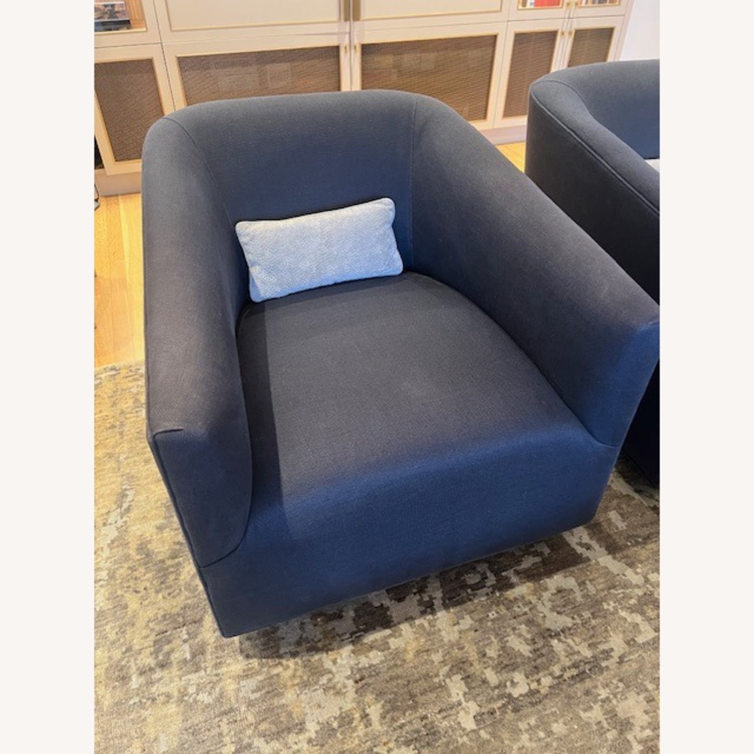 Restoration Hardware Blue 1950s Italian Shelter Arm Swivel Chair - image-1