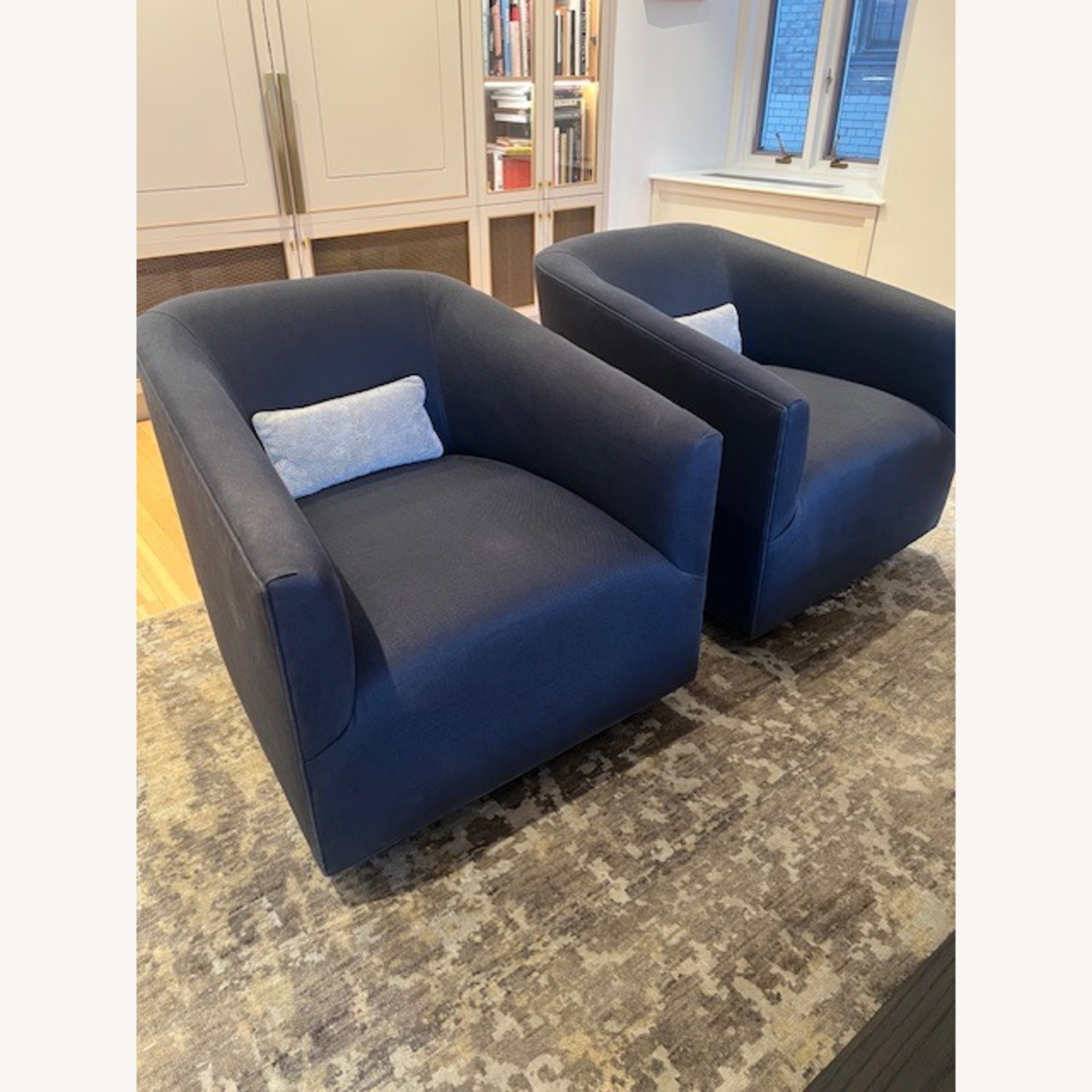 Restoration Hardware Blue 1950s Italian Shelter Arm Swivel Chair - image-4