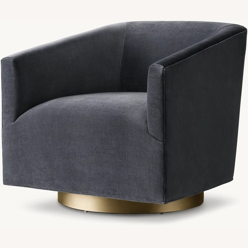 Used Restoration Hardware Blue 1950s Italian Shelter Arm Swivel Chair for sale on AptDeco