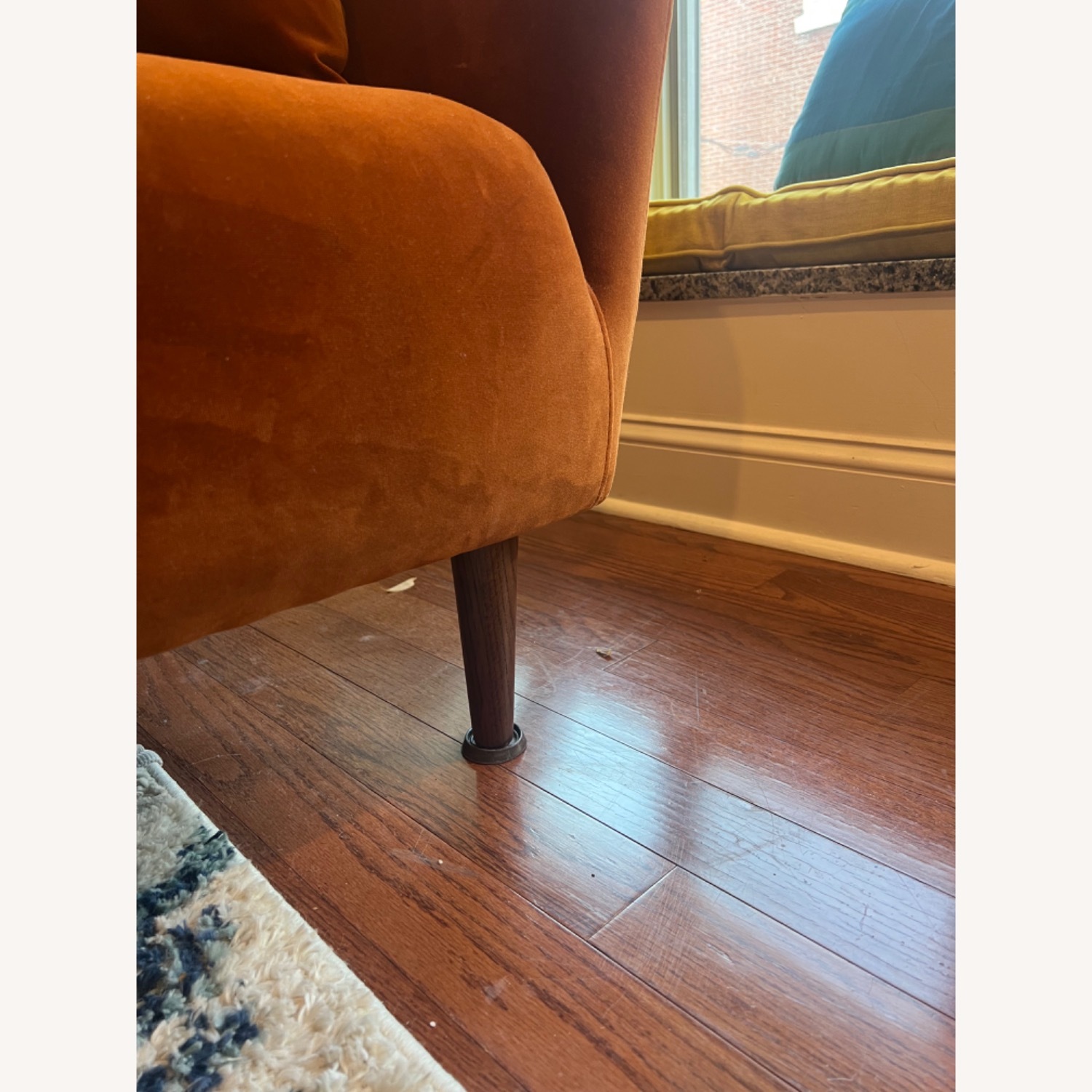 Orange Velvet 3+ Seater Sofa - image-2