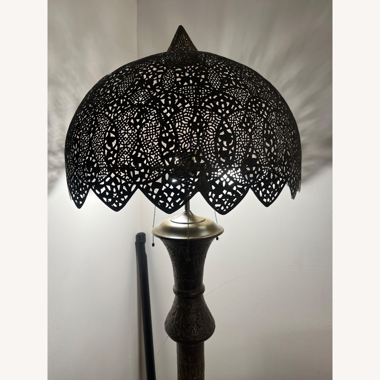Vintage/Antique Moroccan Brass Floor Lamp - image-6