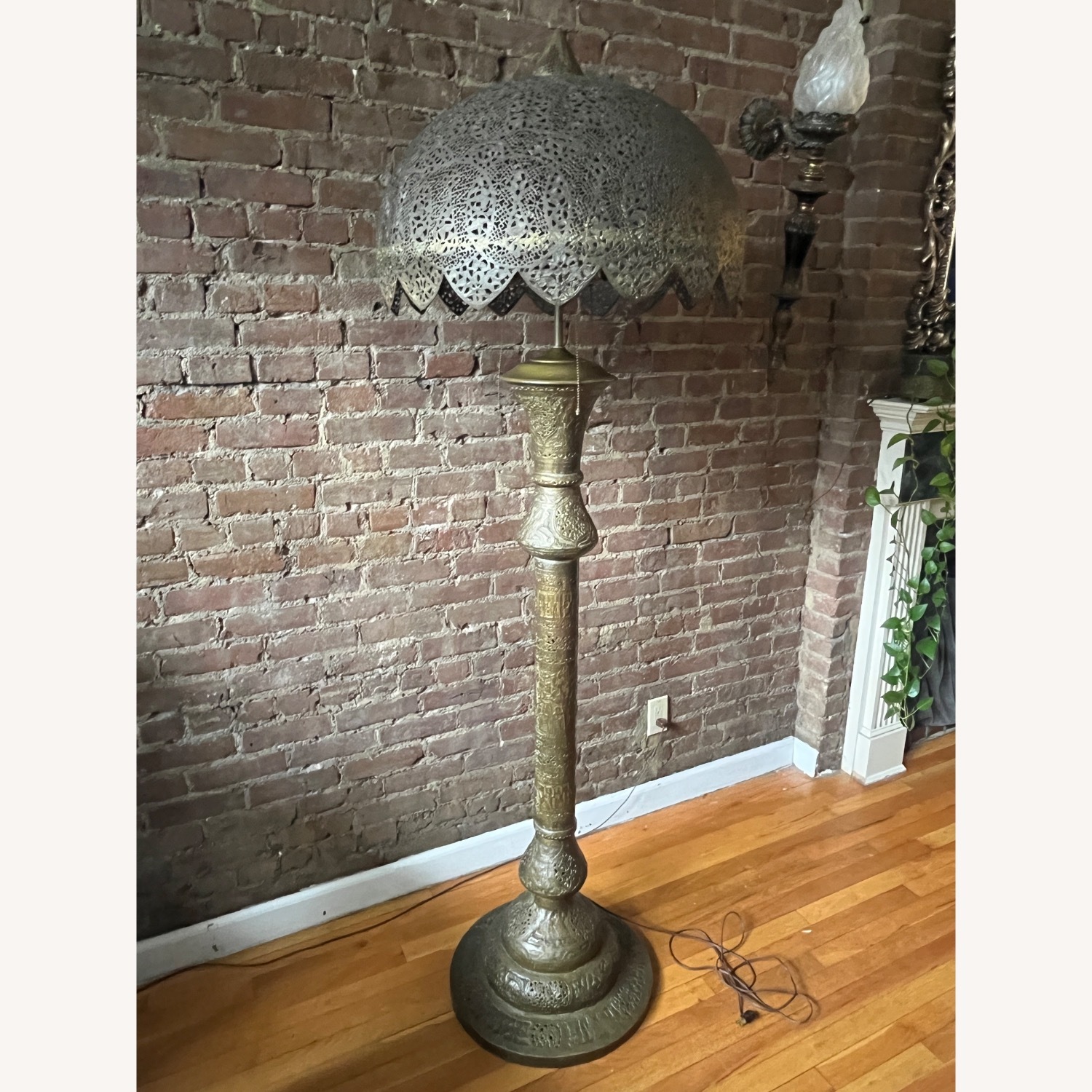 Vintage/Antique Moroccan Brass Floor Lamp - image-1