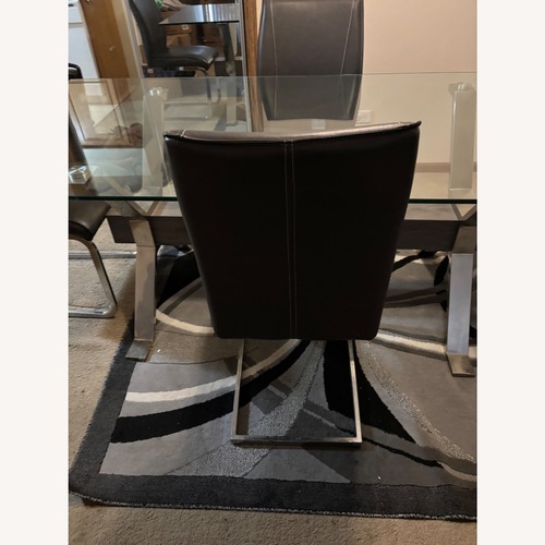 Used Room Place Light Gray Leather Dining Chairs for sale on AptDeco