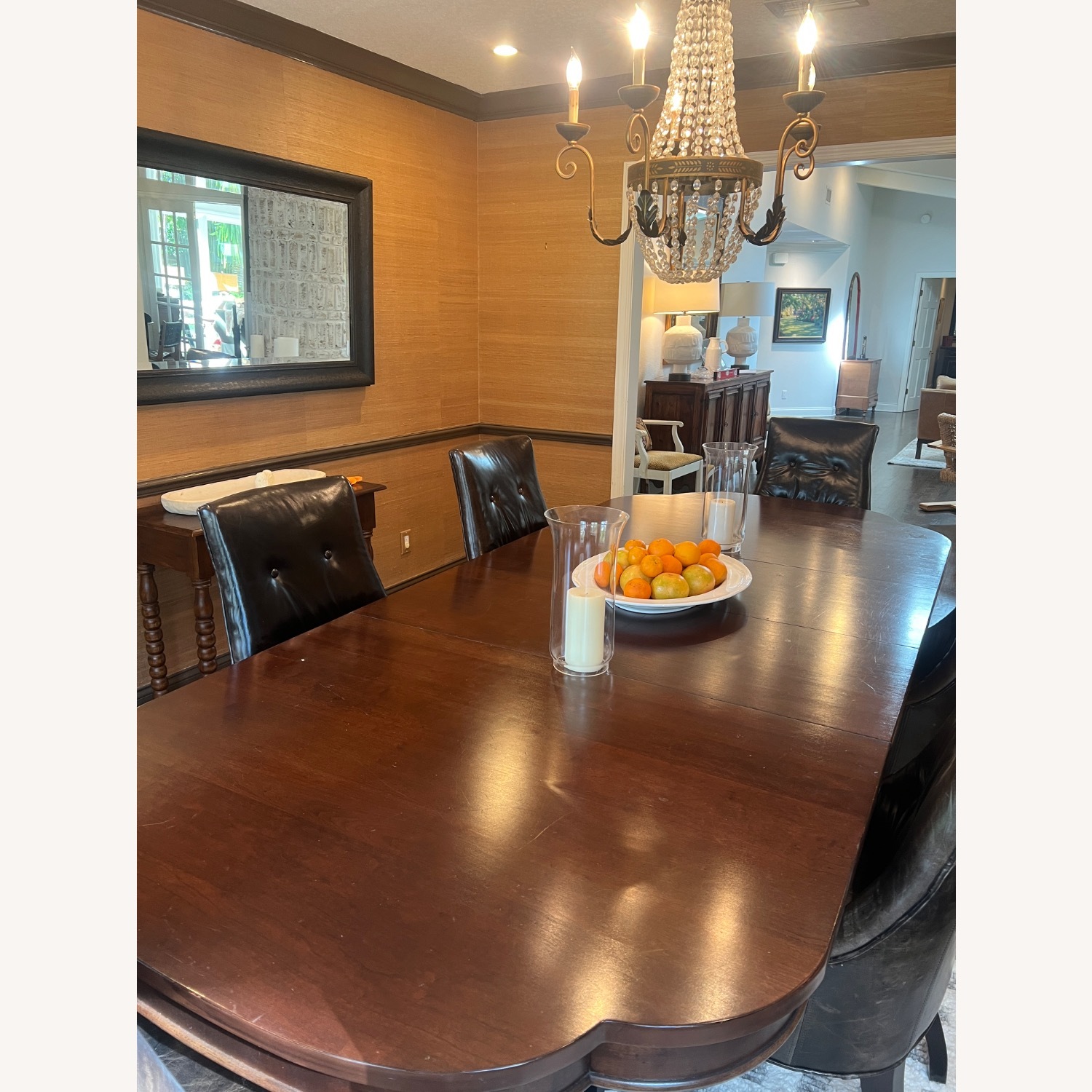 Williams Sonoma Dark Brown Leather Dining Chairs - image-7