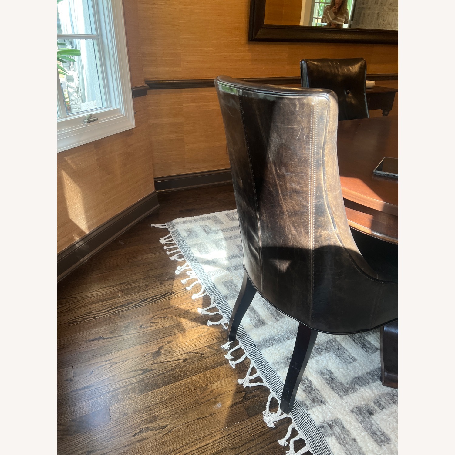 Williams Sonoma Dark Brown Leather Dining Chairs - image-3