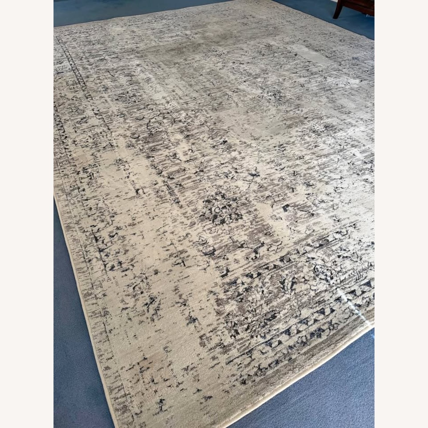 Light Gray and White Distressed Rug - image-7