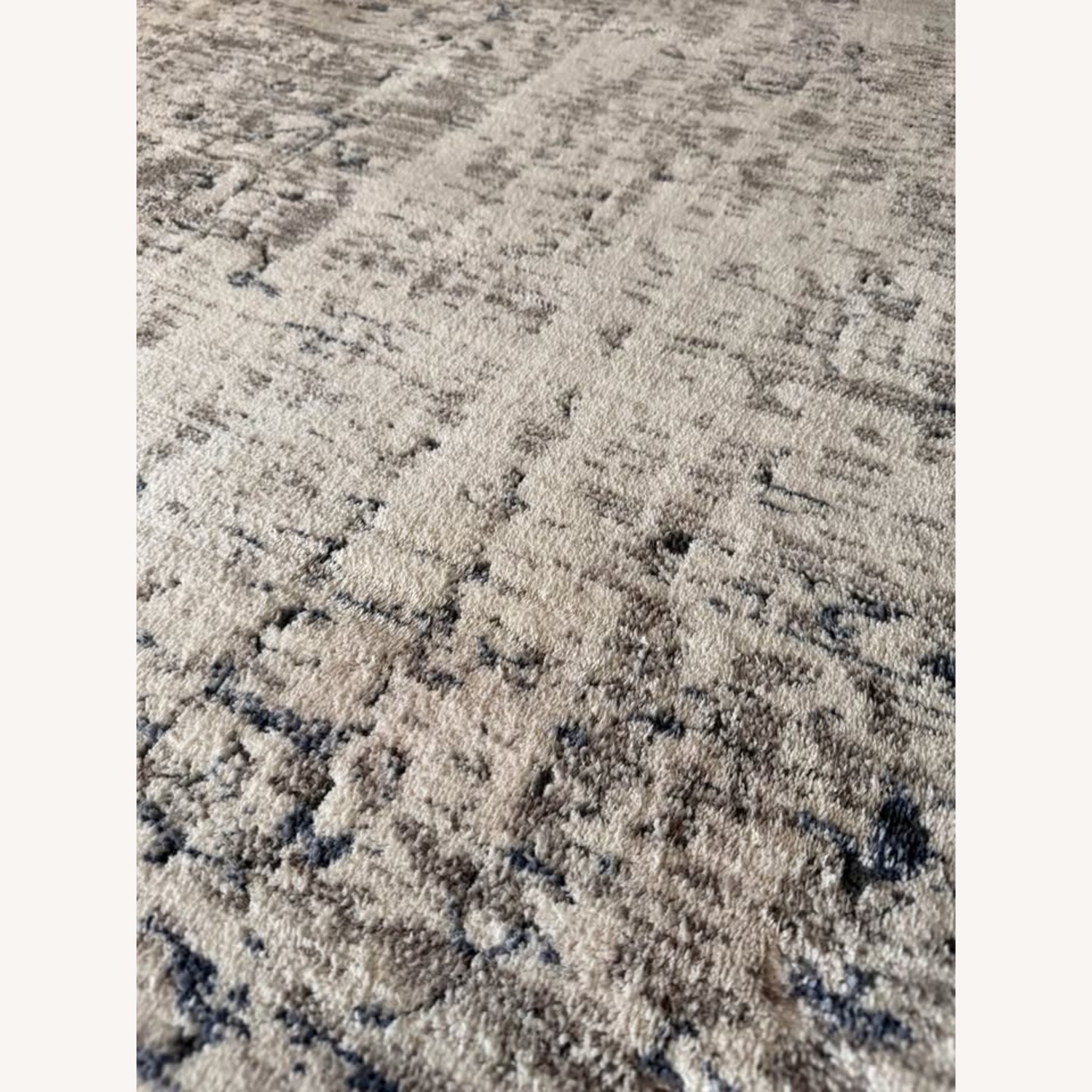 Light Gray and White Distressed Rug - image-5