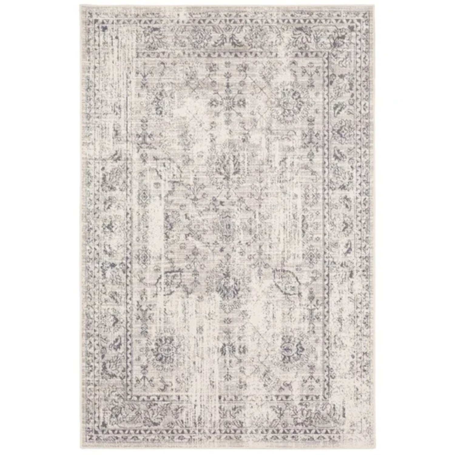 Light Gray and White Distressed Rug - image-0