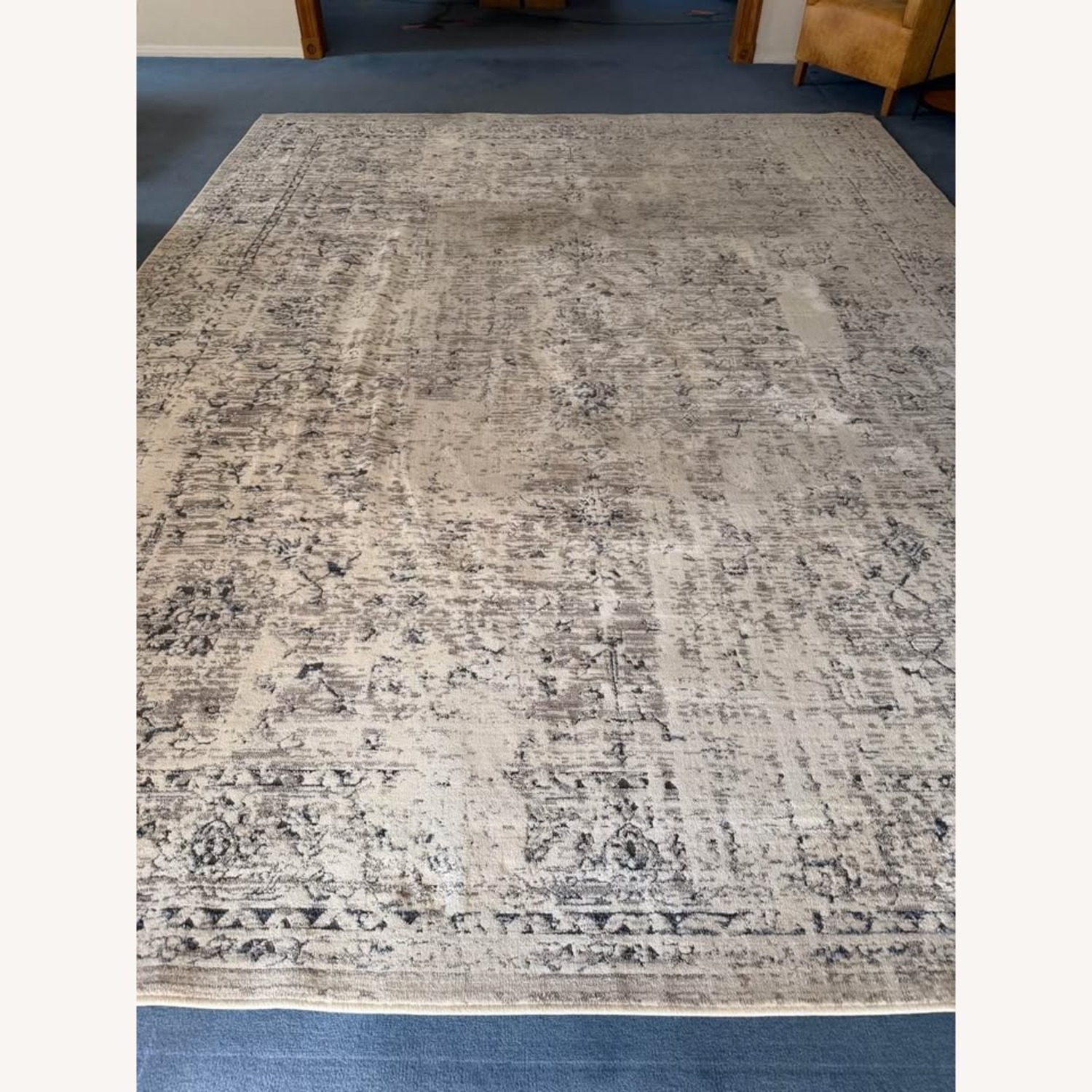 Light Gray and White Distressed Rug - image-6