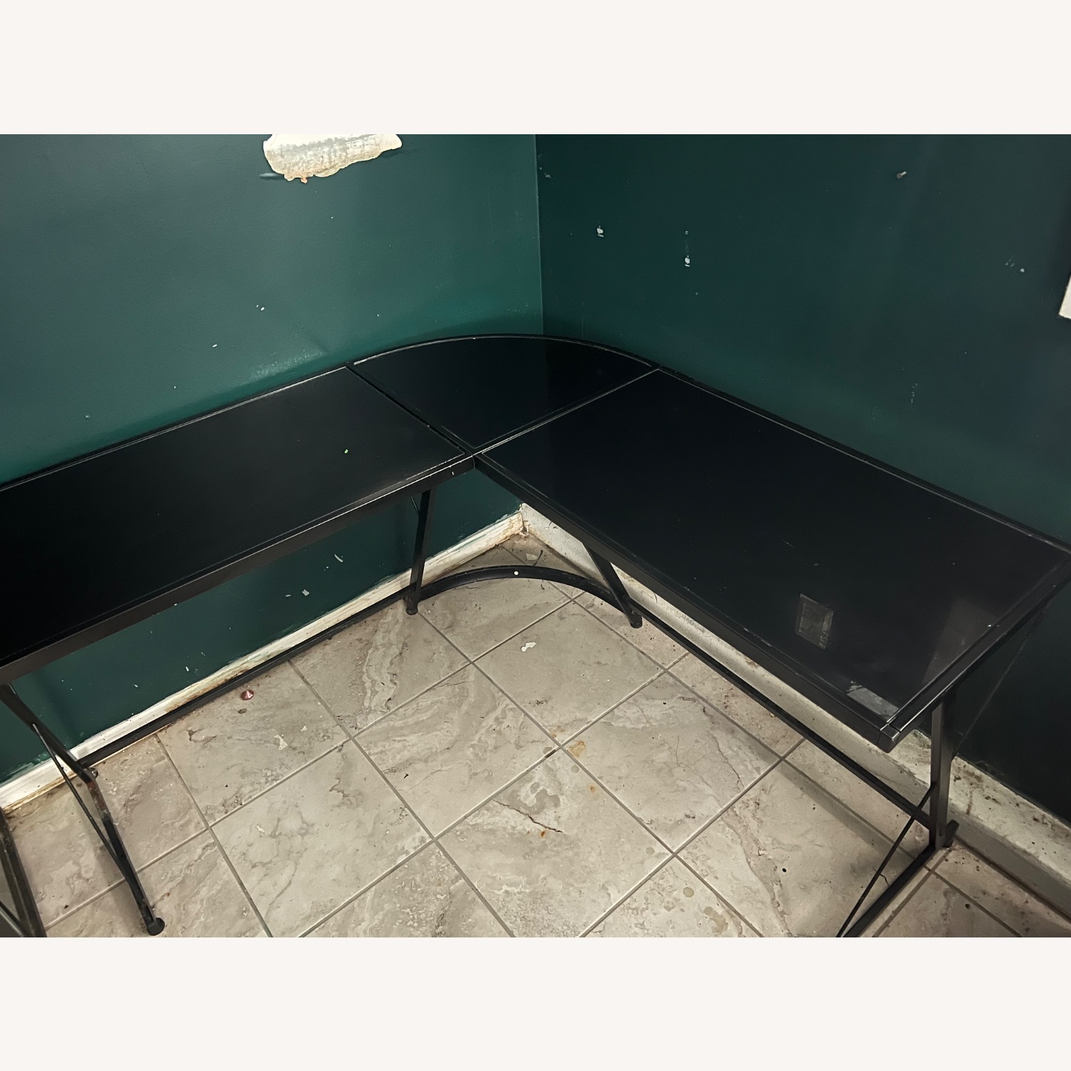 Black Glass Corner Desk - image-5
