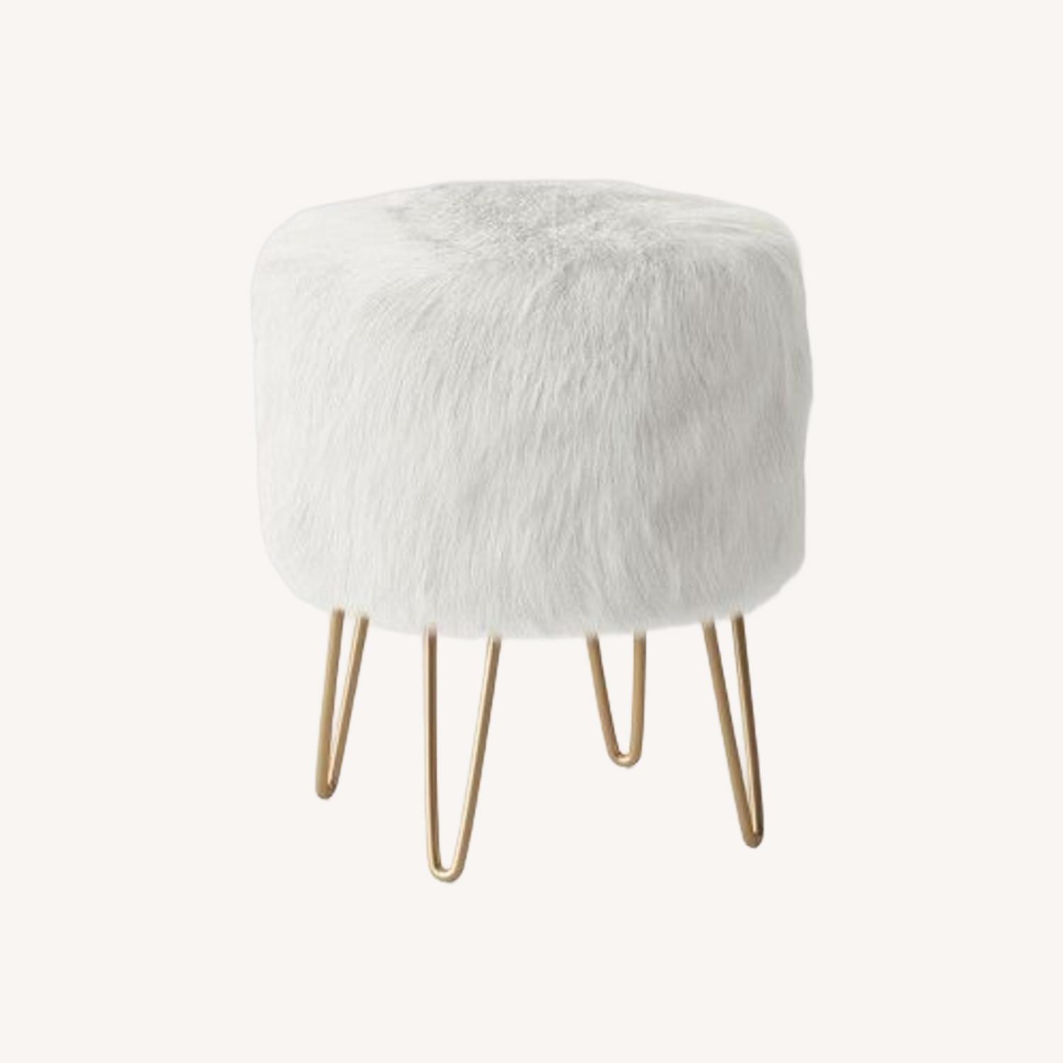 Target White Fur and Hide Ottoman - image-0