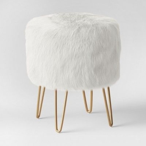 Used Target White Fur and Hide Ottoman for sale on AptDeco