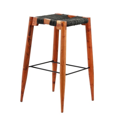 Used  CB2 Nahla Saddle Bar Rope Stool for sale on AptDeco