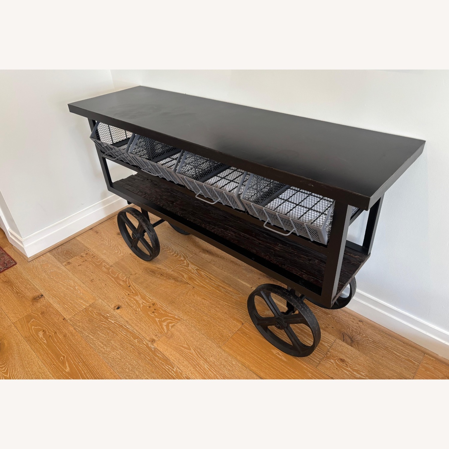 Arhaus Iron Console Table Black Iron Bar Cart - image-3
