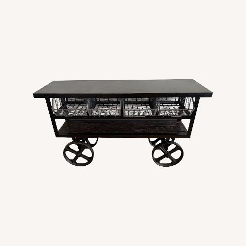 Used Arhaus Iron Console Table Black Iron Bar Cart for sale on AptDeco