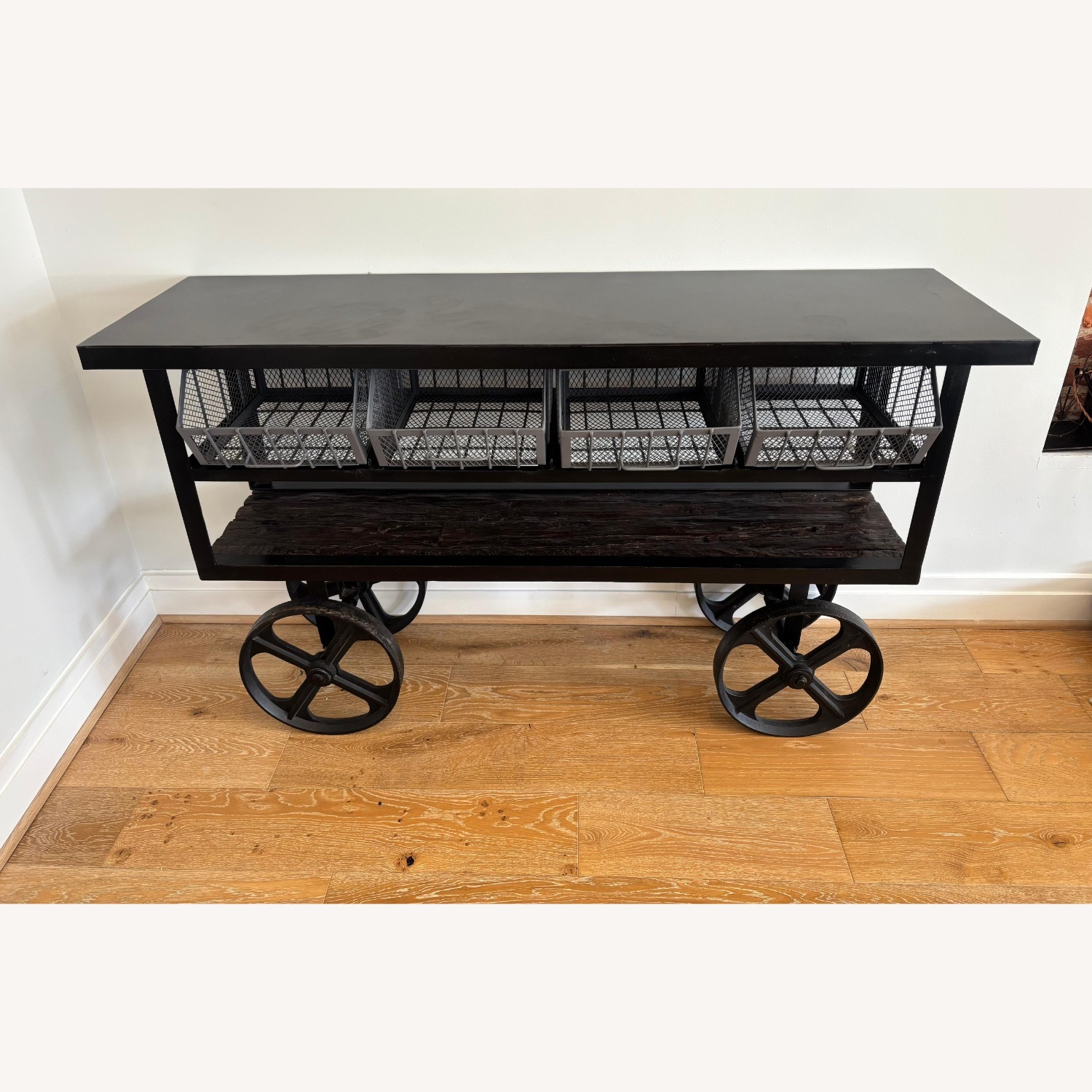 Arhaus Iron Console Table Black Iron Bar Cart - image-2