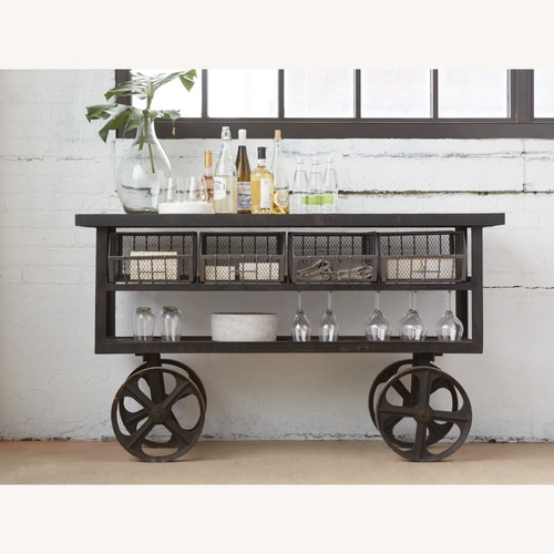 Used Arhaus Iron Console Table Black Iron Bar Cart for sale on AptDeco