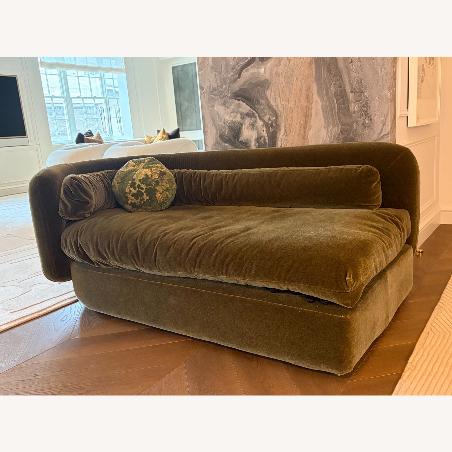Philippe Malouin SCP Green Velvet Chaise Left Arm - image-1