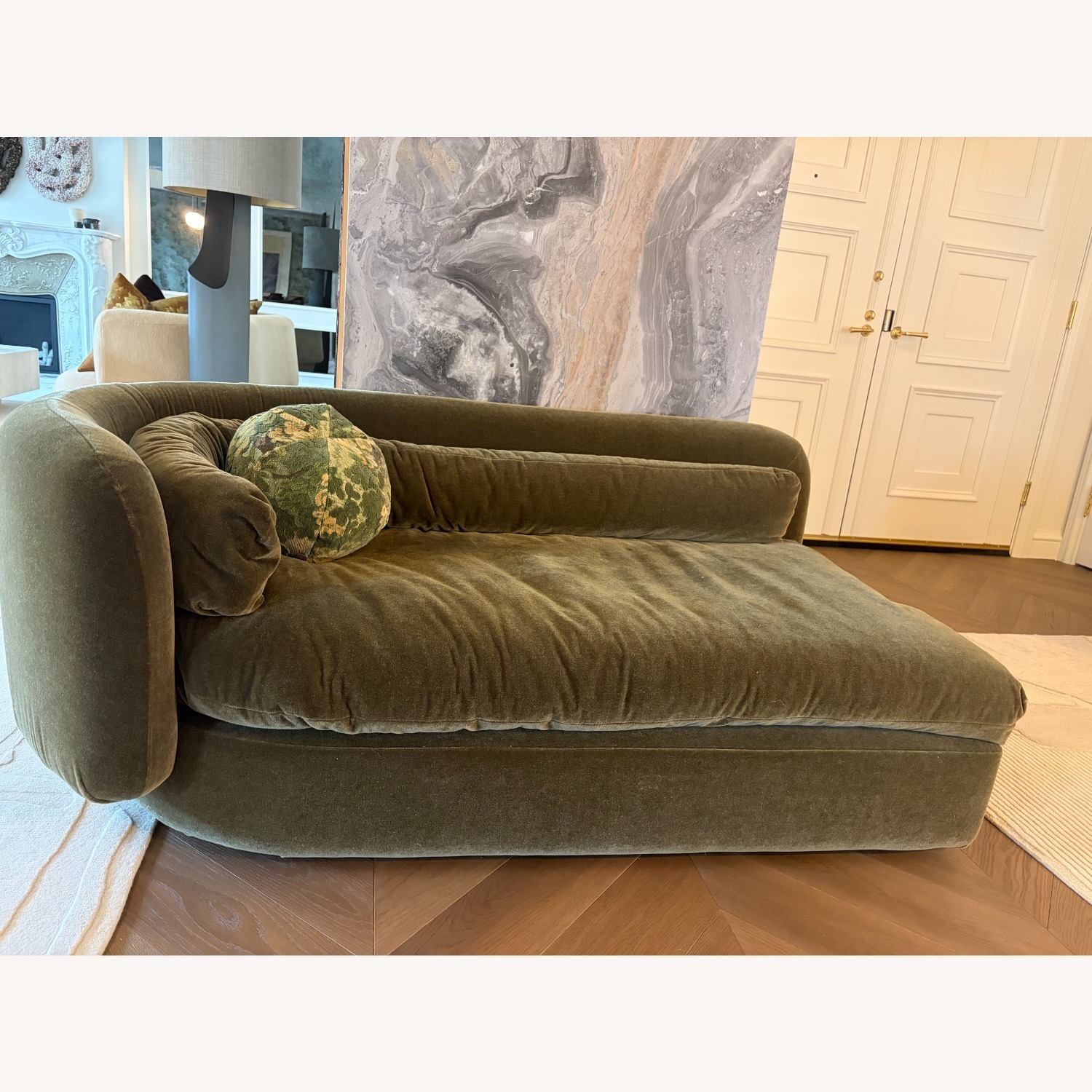 Philippe Malouin SCP Green Velvet Chaise Left Arm - image-3