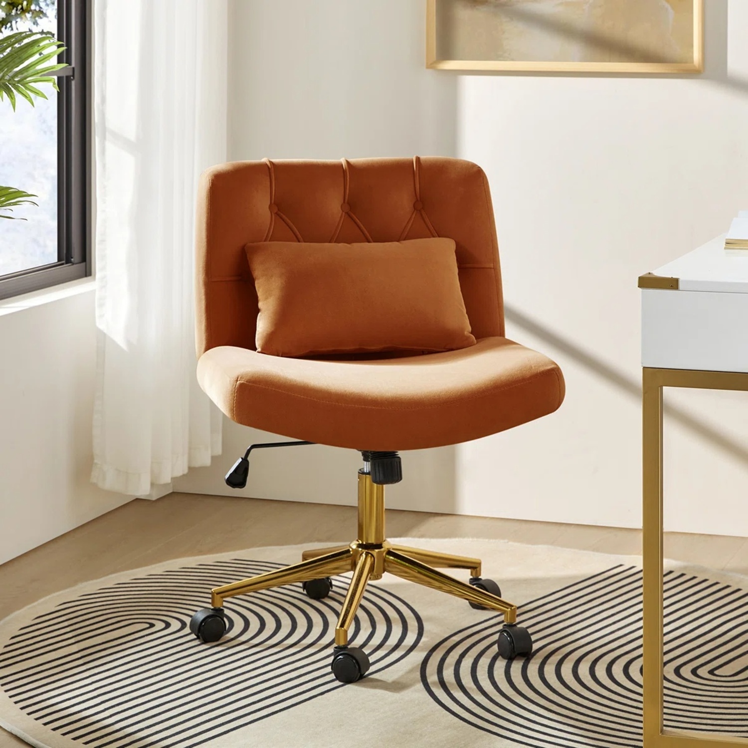 Wayfair Orange Velvet Office Chair - image-6