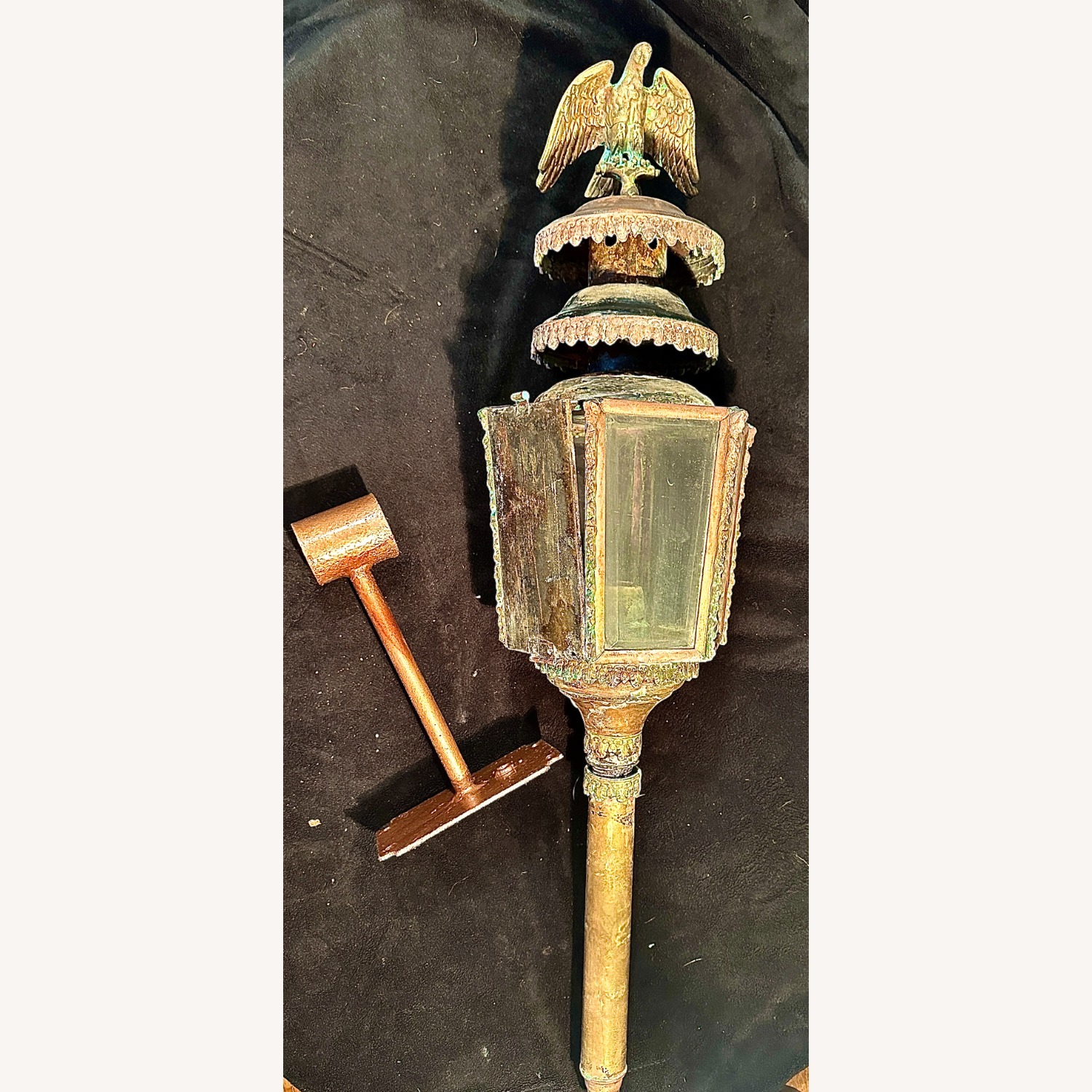Pair Antique Americana Eagle Copper Lanterns - image-9
