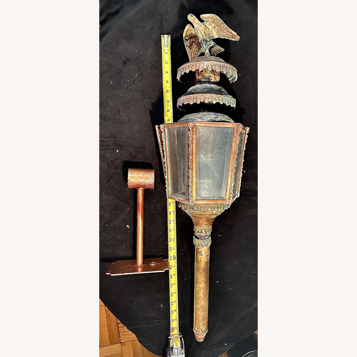 Pair Antique Americana Eagle Copper Lanterns - image-11