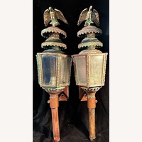 Pair Antique Americana Eagle Copper Lanterns