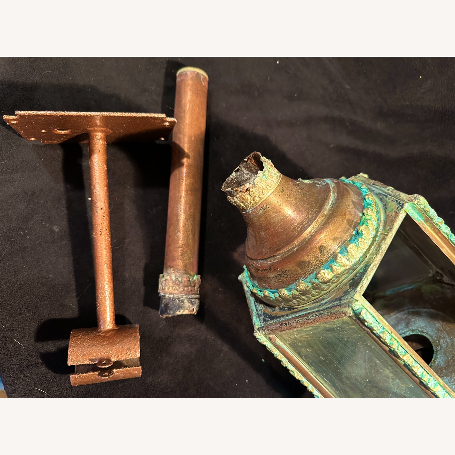 Pair Antique Americana Eagle Copper Lanterns - image-6