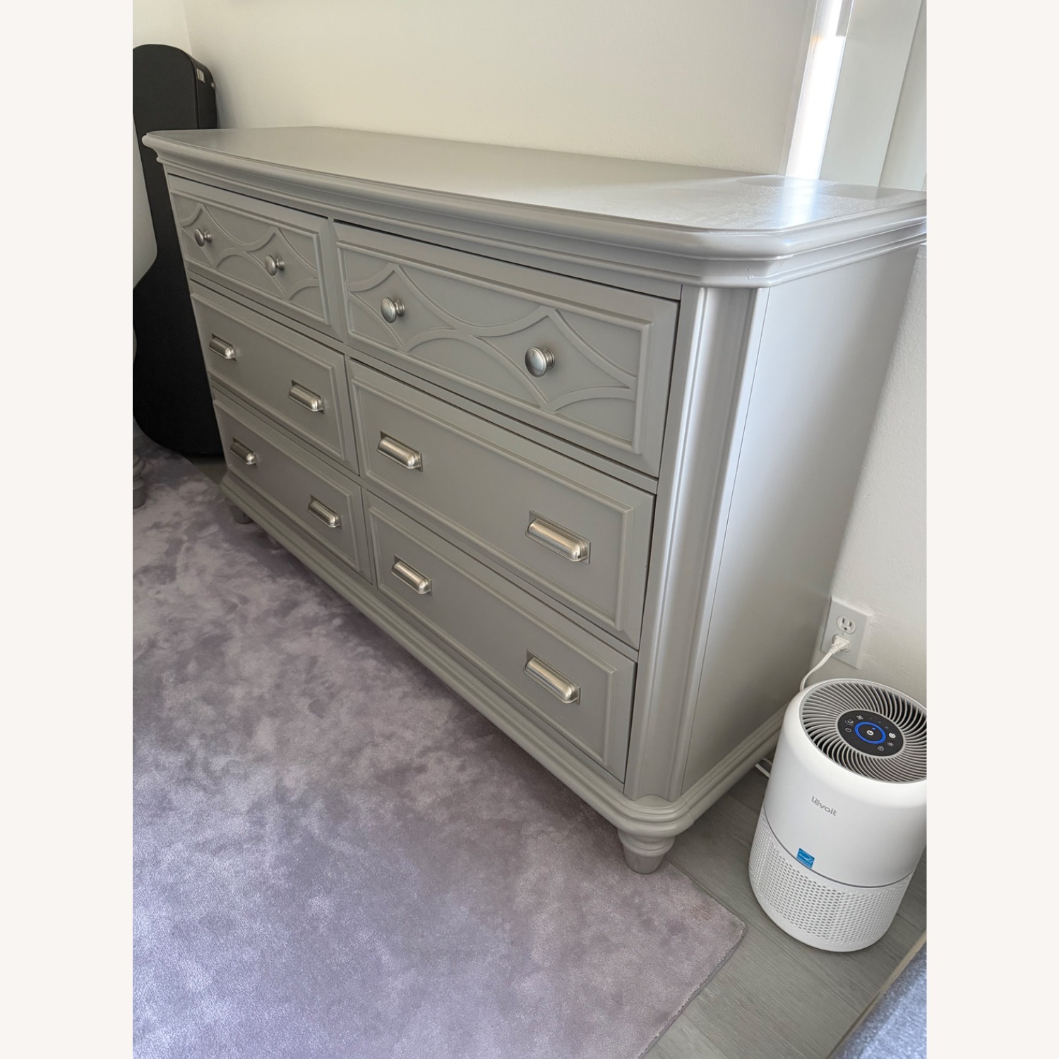 Bob's Discount Furniture Light Gray Wood Dresser - image-1