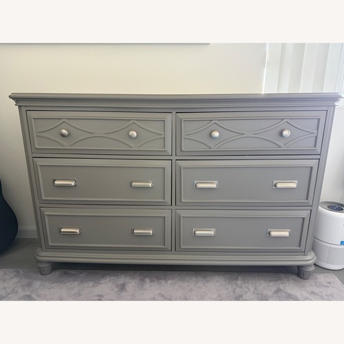 Used Bob's Discount Furniture Light Gray Wood Dresser for sale on AptDeco