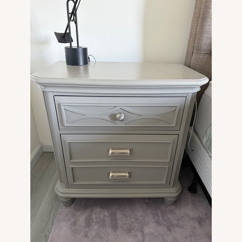 Used Bob's Discount Furniture Light Gray Nightstands for sale on AptDeco