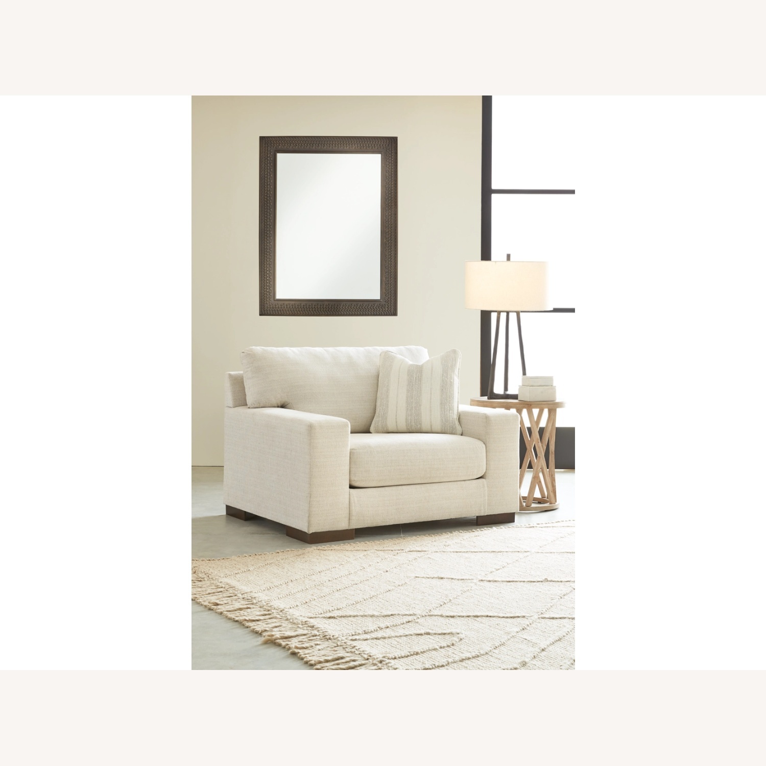 Ashley Furniture Modern Chair and a Half - Cream Color  - image-5