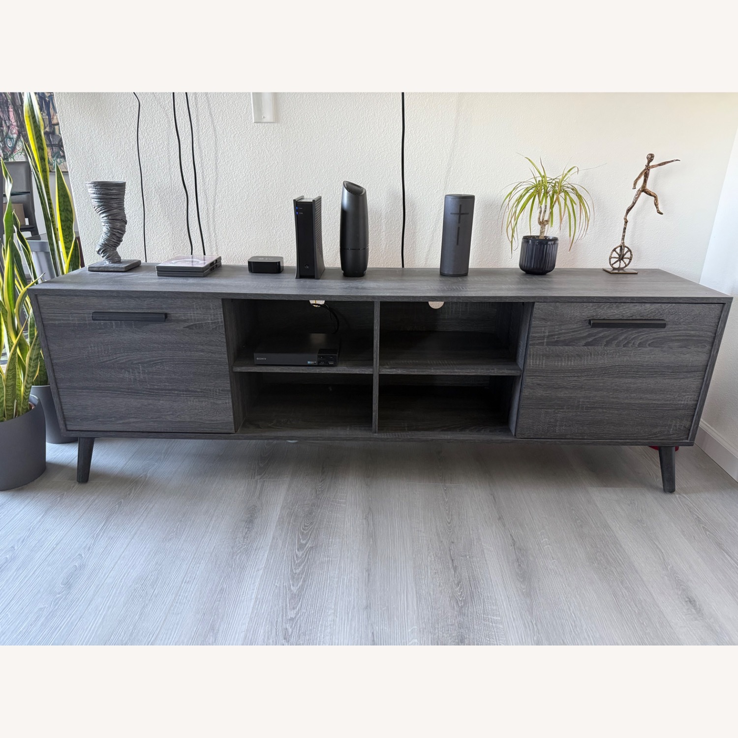 Wayfair Dark Gray Wood Media Storage - image-1