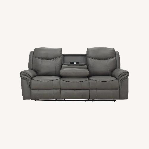 Used Raymour & Flanigan Ross Reclining Sofa W Drop Down Table for sale on AptDeco