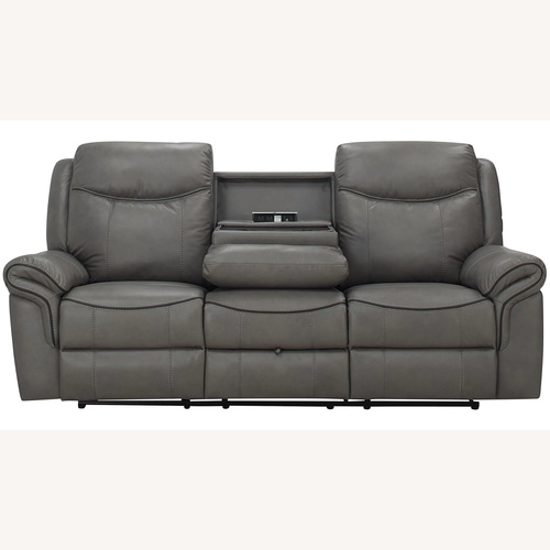 Used Raymour & Flanigan Ross Reclining Sofa W Drop Down Table for sale on AptDeco