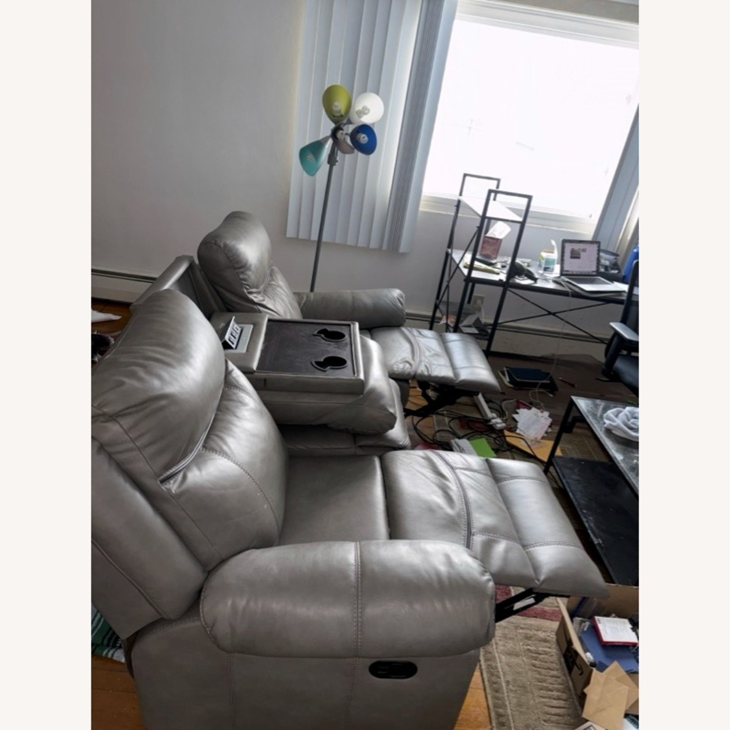 Raymour & Flanigan Ross Reclining Sofa W Drop Down Table - image-2