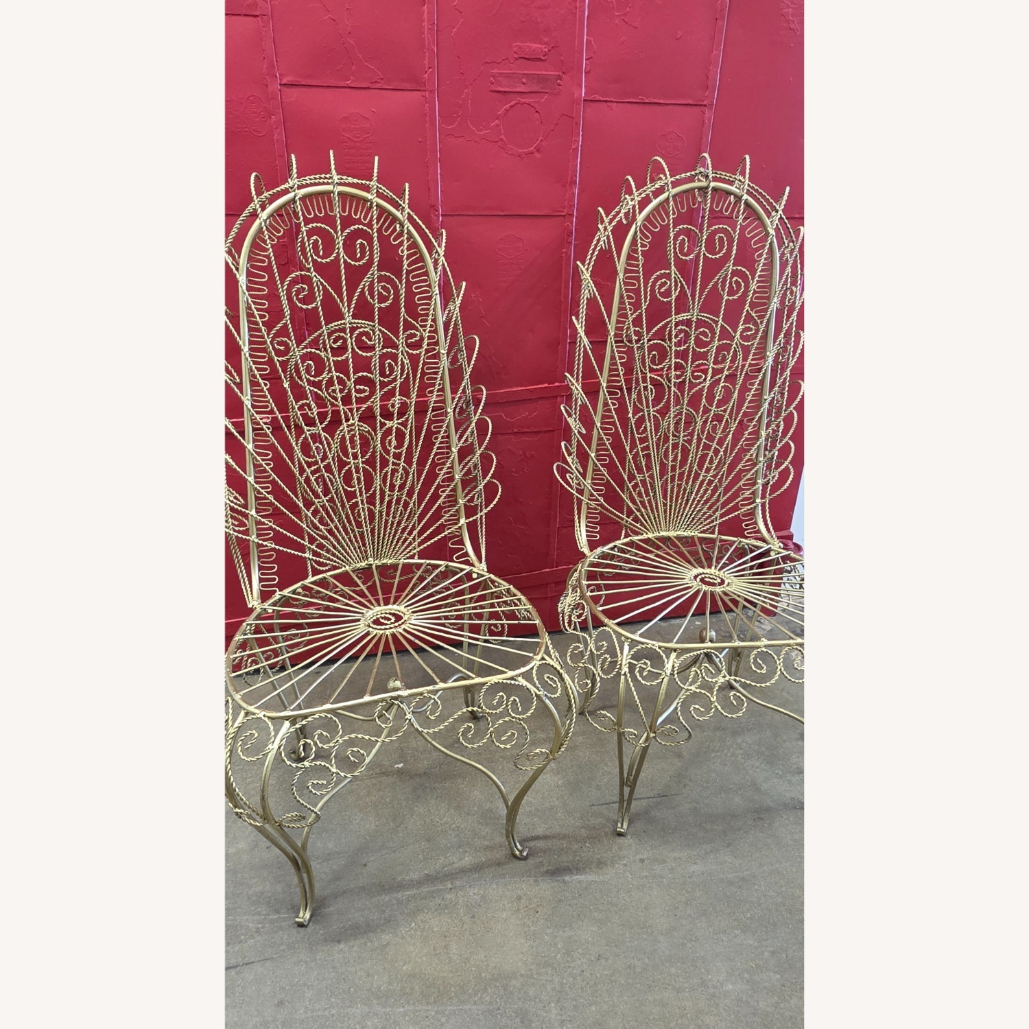 Vintage/Antique Gold Iron Accent Chairs - image-8